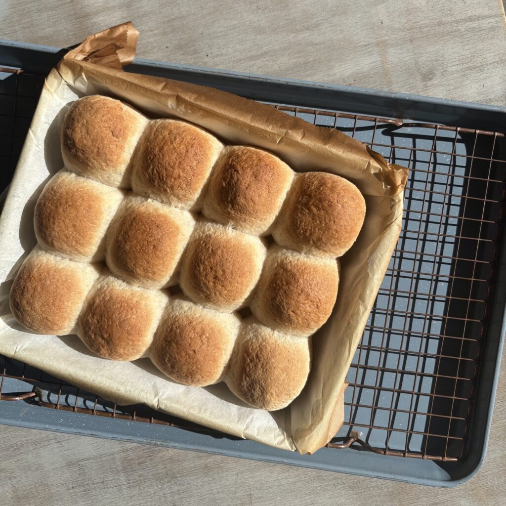 Hawaiian Bread with Raw Rice on a Mesh Tray